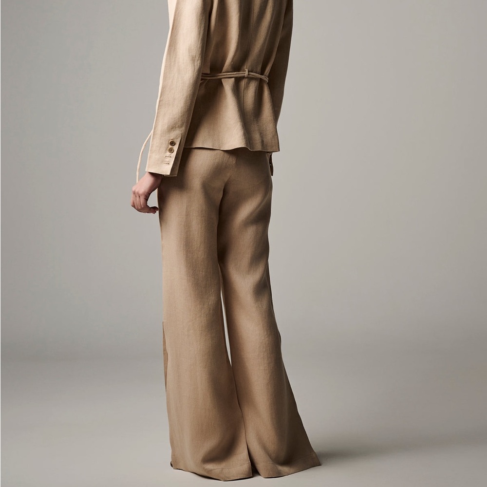 Hevron Pants Dara Hemp Wide‎ Leg Slit Flare Trousers Sz 0 Quiet Luxury Casual - Picture 2 of 15